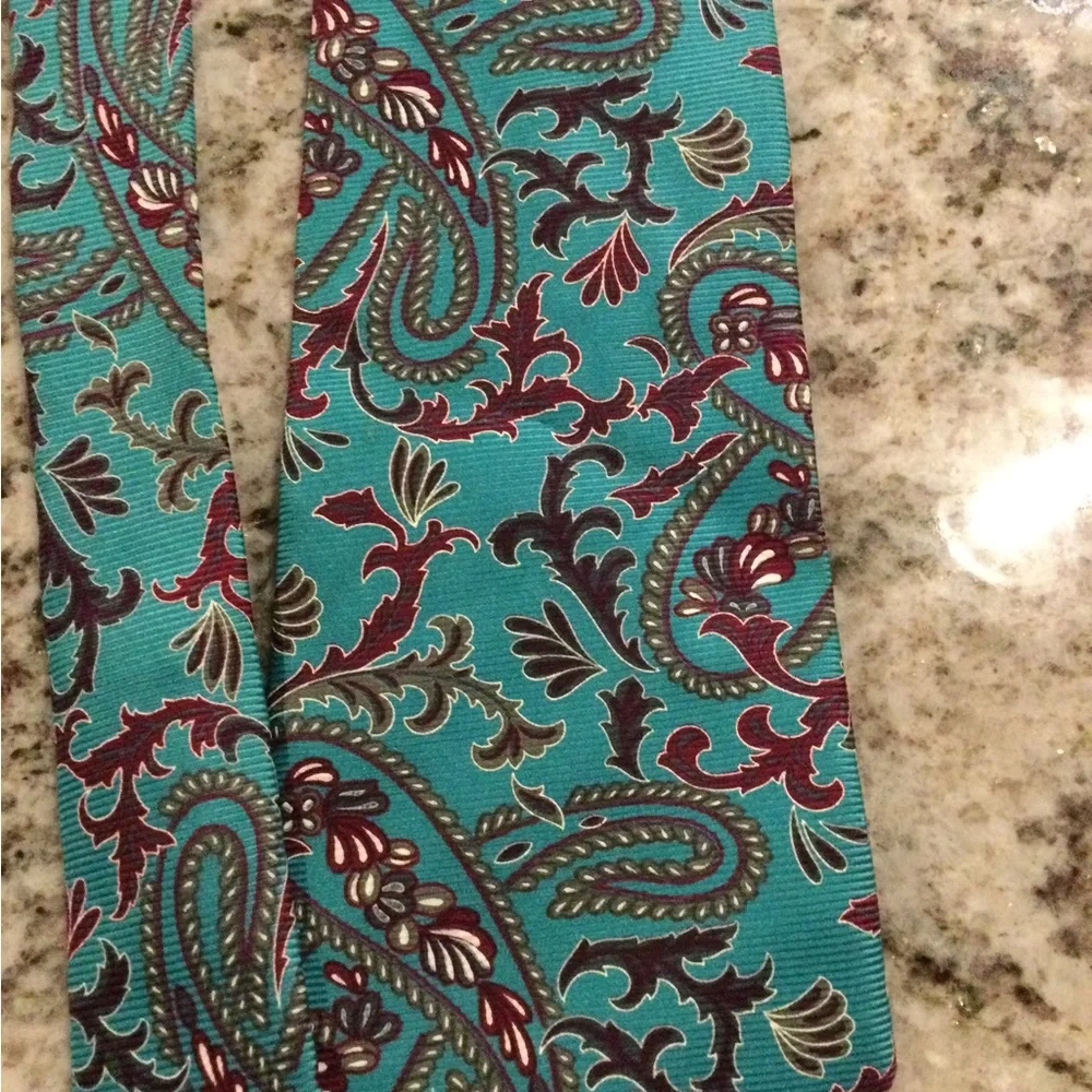 Dior Teal Paisley Tie with Burgundy and Olive Accents